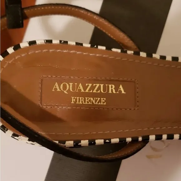Aquazzura Sandals In White And Black Suede And Snake Skin With Ankle Straps