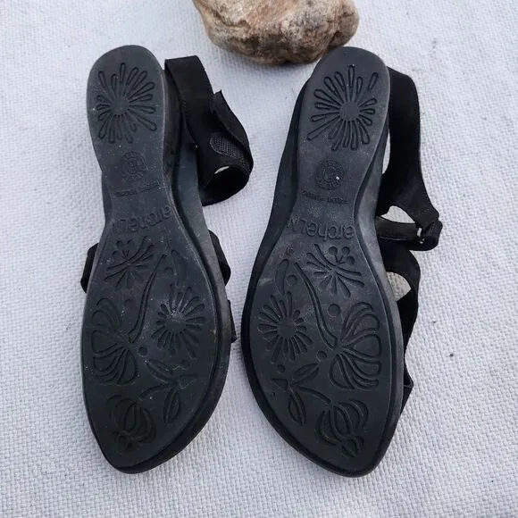 Arche strappy suede comfort sandals black