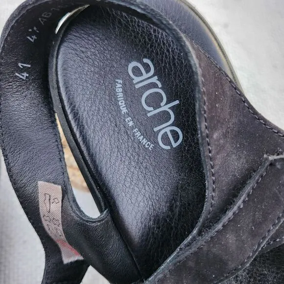 Arche strappy suede comfort sandals black