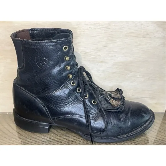 Ariat Cobalt Women’s Black Leather Lacer/Kiltie Boots With Tassel 33401 Size 9C
