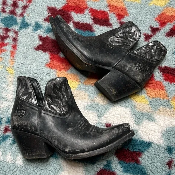 Ariat Hazel distressed black booties