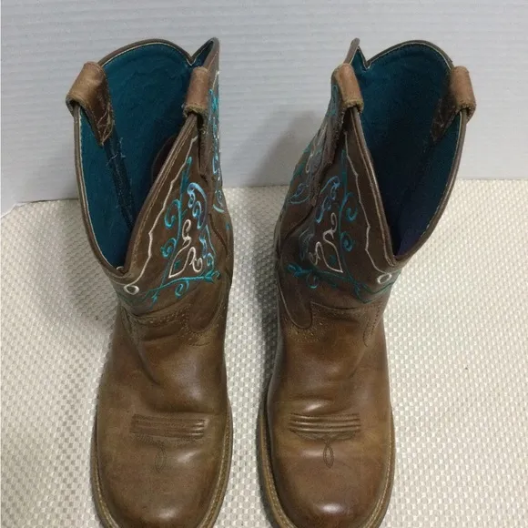 Ariat Heritage Dapper  Western Boots 10016238 Brown &amp; Turquoise Size 7 Ladies