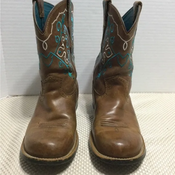 Ariat Heritage Dapper  Western Boots 10016238 Brown &amp; Turquoise Size 7 Ladies