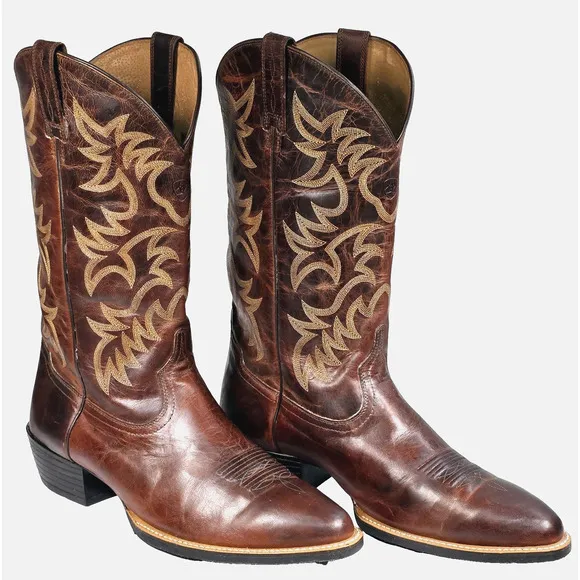 Ariat Heritage R Toe Mens Sz 15 D Distressed Brown Leather Western Cowboy Boots