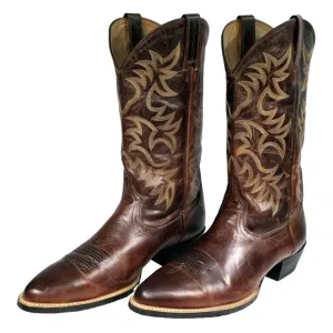 Ariat Heritage R Toe Mens Sz 15 D Distressed Brown Leather Western Cowboy Boots