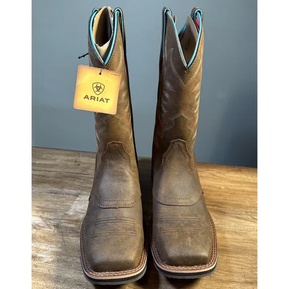 Ariat Ladies Delilah Square Toe Toasted Brown Western Boots 10018676 9.5B NWOB