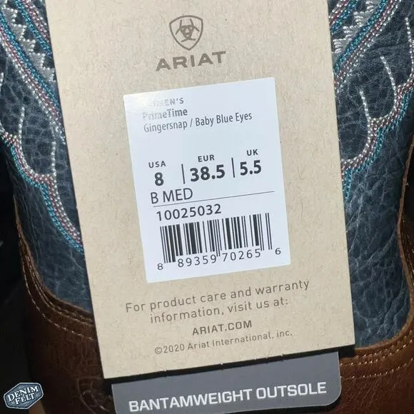 Ariat Women’s Brown/Gingersnap PrimeTime Square Toe Western Cowboy Boots | NEW!