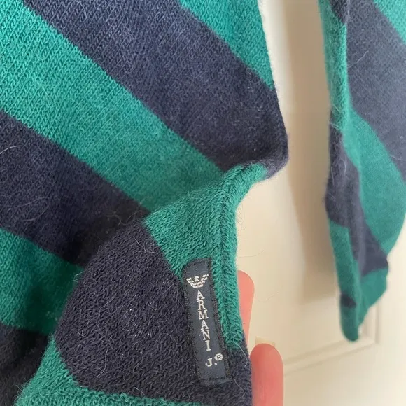 Armani Jeans vintage striped cowl neck sweater -wool, alpaca, acrylic blend | M