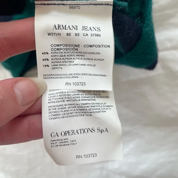 Armani Jeans vintage striped cowl neck sweater -wool, alpaca, acrylic blend | M