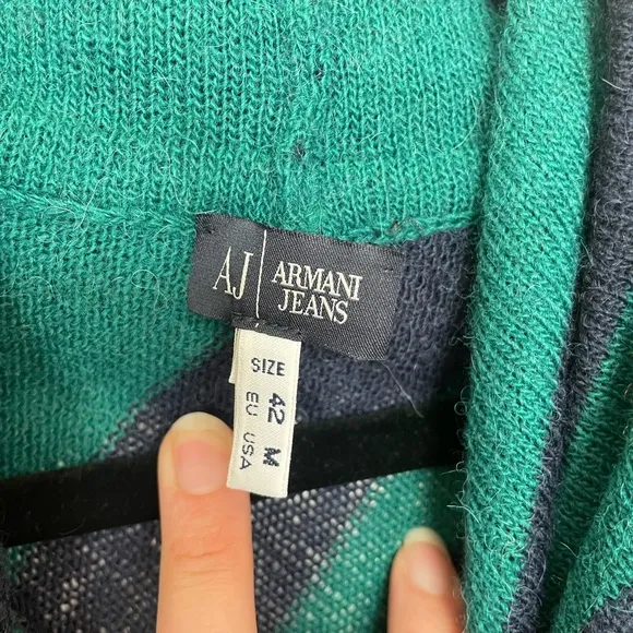 Armani Jeans vintage striped cowl neck sweater -wool, alpaca, acrylic blend | M