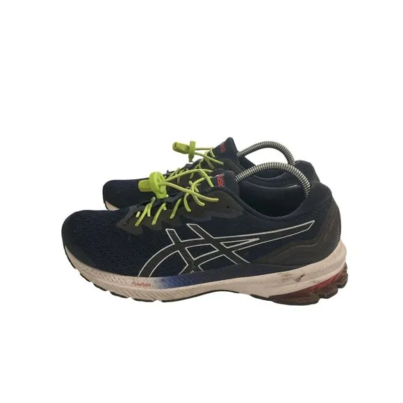 Asics Mens  Size 7.5 Navy Neon Green Laces Gel-Kayano 27 Running sneakers Shoes