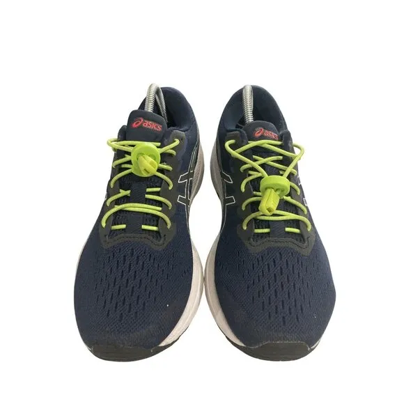 Asics Mens  Size 7.5 Navy Neon Green Laces Gel-Kayano 27 Running sneakers Shoes
