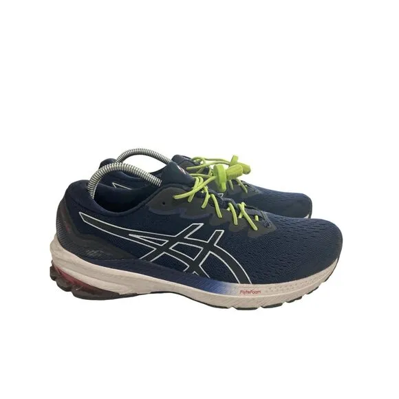 Asics Mens  Size 7.5 Navy Neon Green Laces Gel-Kayano 27 Running sneakers Shoes