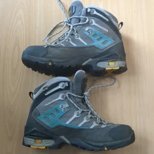 Asolo Atlantis Gore Tex Boots Womens Size 7.5 Gray Blue Hiking Travel