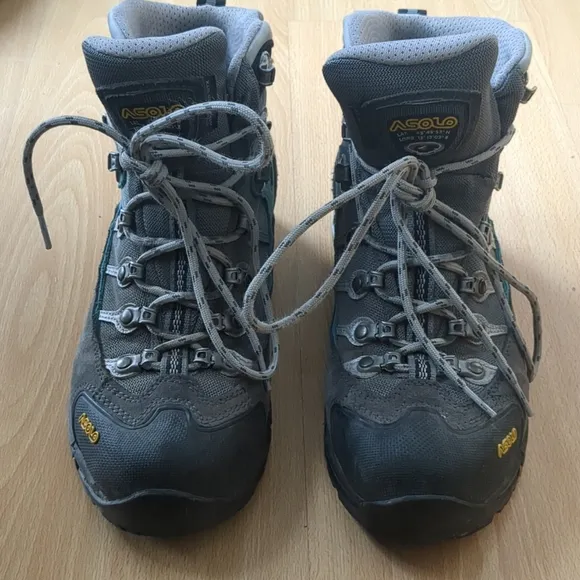 Asolo Atlantis Gore Tex Boots Womens Size 7.5 Gray Blue Hiking Travel