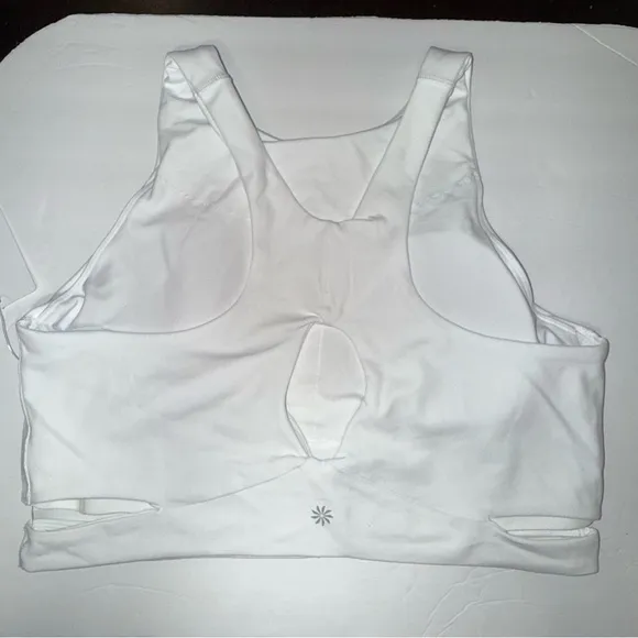 Athleta NWT White Cross-Front Crop Top sports bra Conscious Cut Out A-C XL