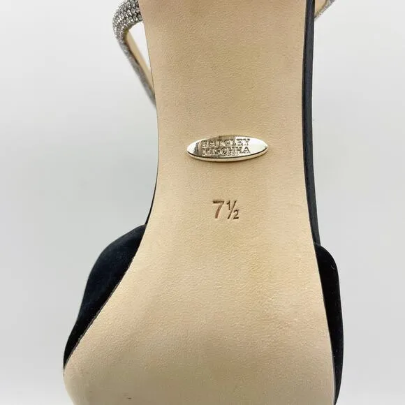 Badgley Mischka Womens Kamilah Stiletto Heel US 7.5M EU 38 Black Satin NIB