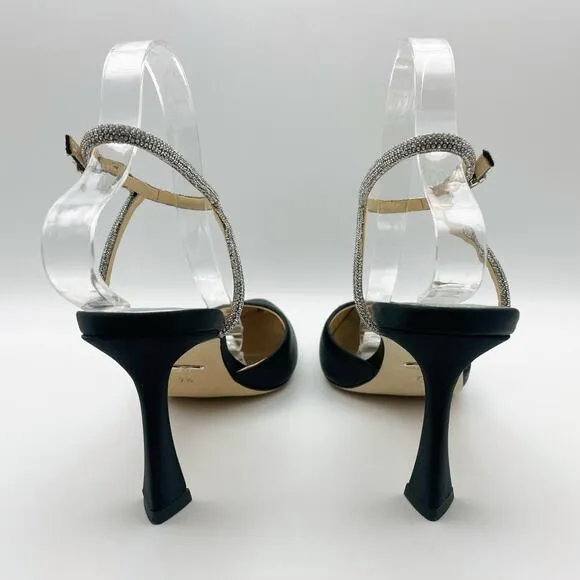 Badgley Mischka Womens Kamilah Stiletto Heel US 7.5M EU 38 Black Satin NIB