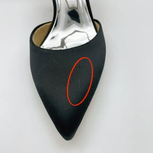 Badgley Mischka Womens Kamilah Stiletto Heel US 7.5M EU 38 Black Satin NIB
