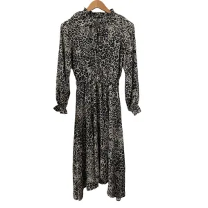 Banana Republic leopard print ruffled voluminous sleeve v-neck maxi dress size 6