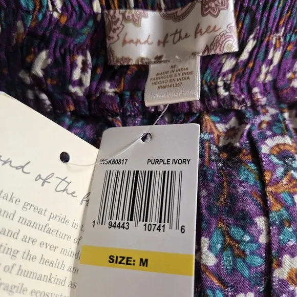 Band Of The Free Linaelle Size Medium Purple Floral Pull-bon Skirt Dark Romance