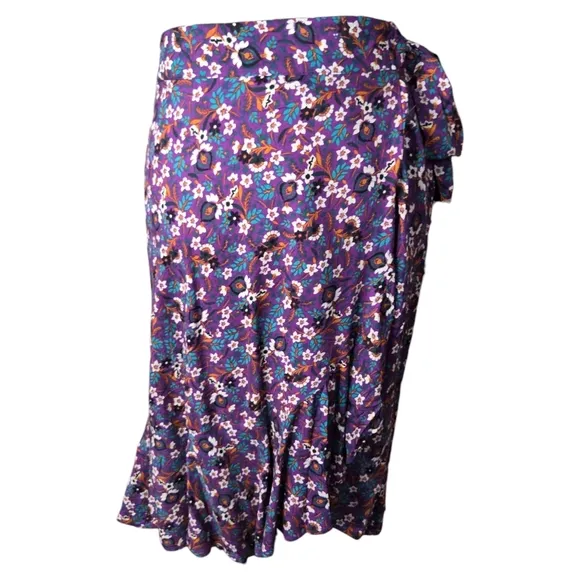 Band Of The Free Linaelle Size Medium Purple Floral Pull-bon Skirt Dark Romance