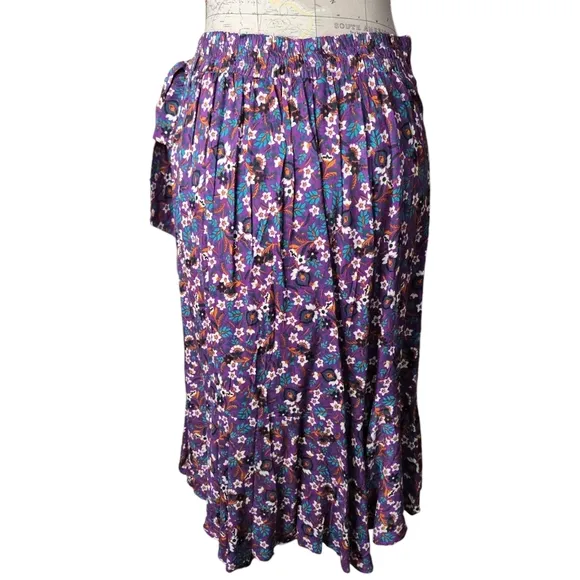 Band Of The Free Linaelle Size Medium Purple Floral Pull-bon Skirt Dark Romance