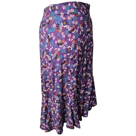 Band Of The Free Linaelle Size Medium Purple Floral Pull-bon Skirt Dark Romance
