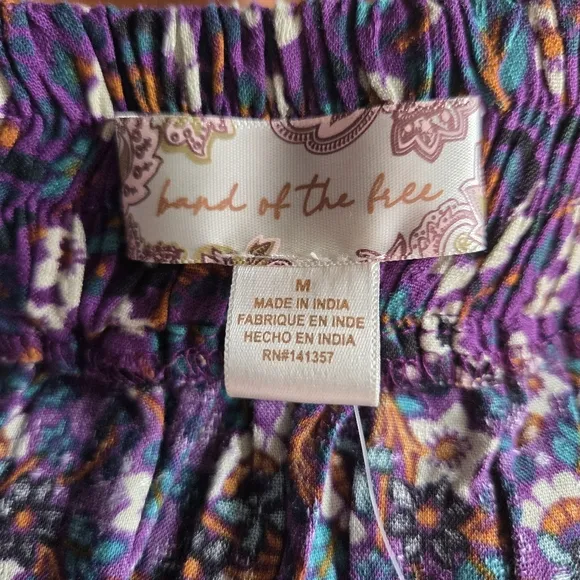 Band Of The Free Linaelle Size Medium Purple Floral Pull-bon Skirt Dark Romance
