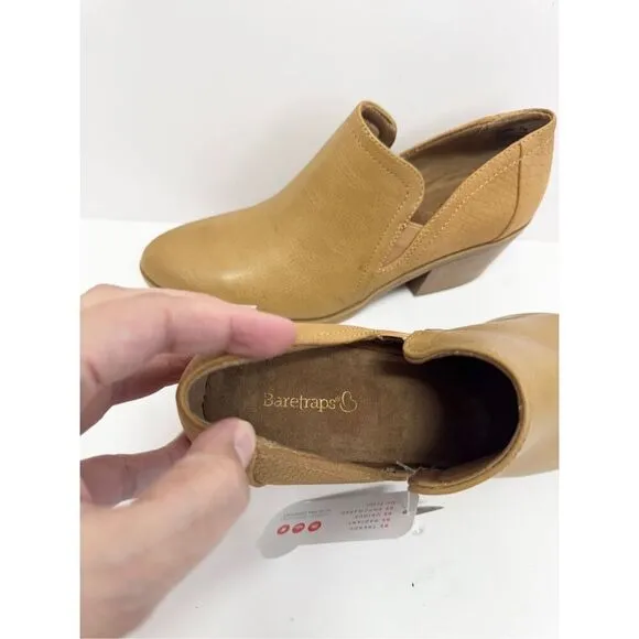 BareTraps Ankle Boots Size 8.5 Tan Block Heel Cushioned Insole Lightweight NEW