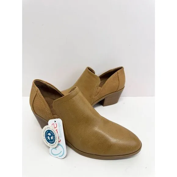 BareTraps Ankle Boots Size 8.5 Tan Block Heel Cushioned Insole Lightweight NEW