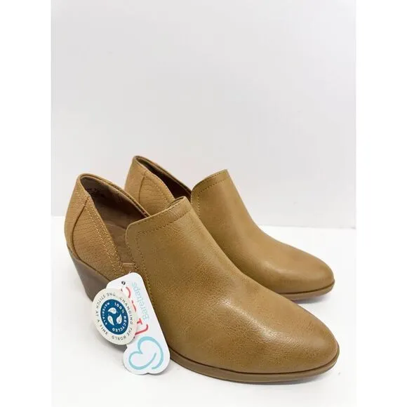 BareTraps Ankle Boots Size 8.5 Tan Block Heel Cushioned Insole Lightweight NEW