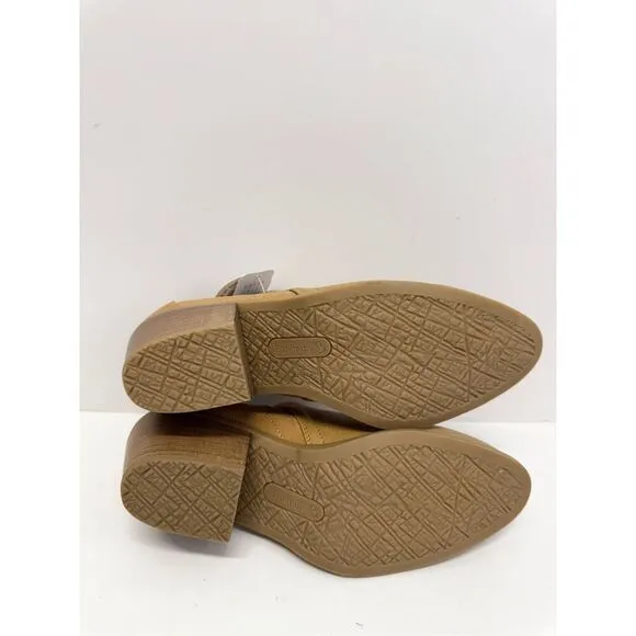 BareTraps Ankle Boots Size 8.5 Tan Block Heel Cushioned Insole Lightweight NEW