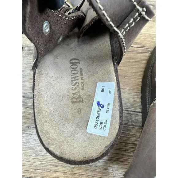 Basswood Womens Wander Sandals Comfort Walking Slides Braided Brown Leat…