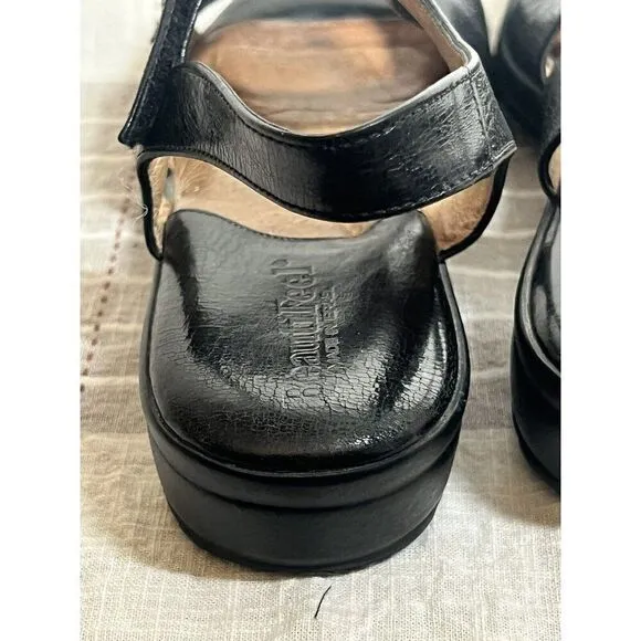 Beautifeel Women's Black Leather Wedge Comfort Sandals Size 8 - 8.5 (39)