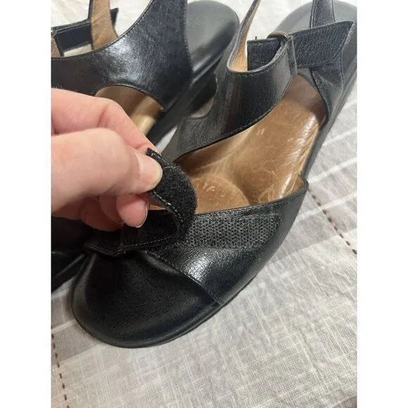 Beautifeel Women's Black Leather Wedge Comfort Sandals Size 8 - 8.5 (39)