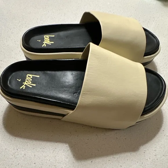Beek Albatross Stripe Platform Sandals size 7