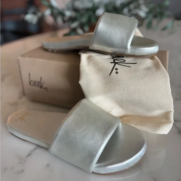 beek Baza Silver Sandal. New with box and dust bag.