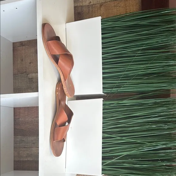 Beek Brown Leather Slide Sandals
