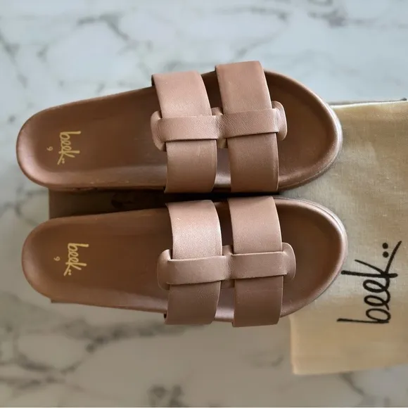 Beek Courser Leather Slide Sandals Honey Size 9 NEW