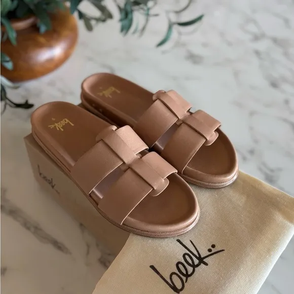Beek Courser Leather Slide Sandals Honey Size 9 NEW