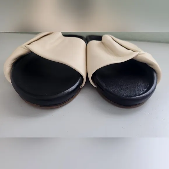 BEEK  Women's Leather Cream Slide Sandals Size 7