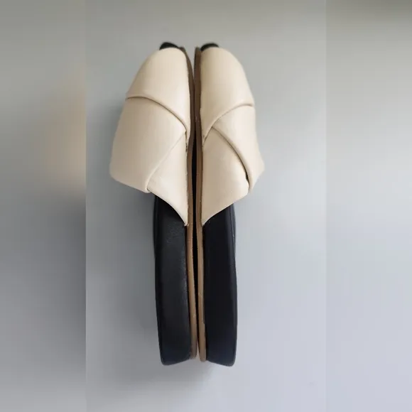 BEEK  Women's Leather Cream Slide Sandals Size 7