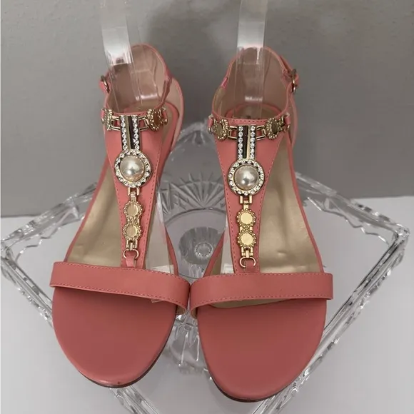 BELLINI Lynn Women’s Elegant Peach Wedge Sandals Size 10W NWOT