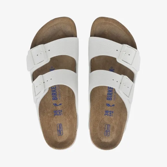 Birkenstock Arizona BS Soft Footbed Sandals, White Natural Leather. 1024945