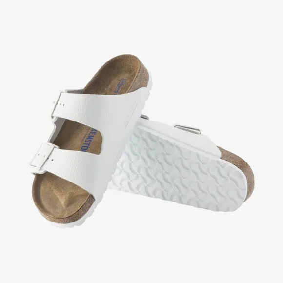 Birkenstock Arizona BS Soft Footbed Sandals, White Natural Leather. 1024945