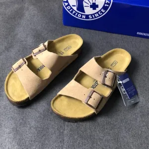 Birkenstock Arizona Cream Sandals with Adjustable Straps and Contoured Footbed