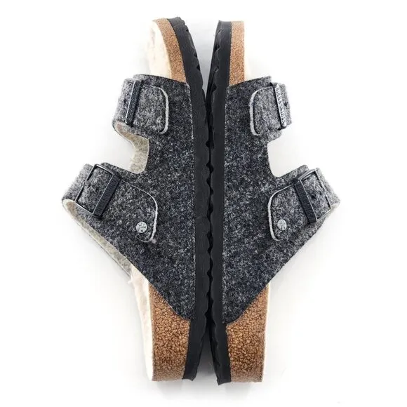 BIRKENSTOCK Arizona Rivet Wool Felt Doubleface Gray Sandals Regular Fit