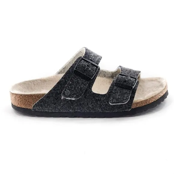 BIRKENSTOCK Arizona Rivet Wool Felt Doubleface Gray Sandals Regular Fit
