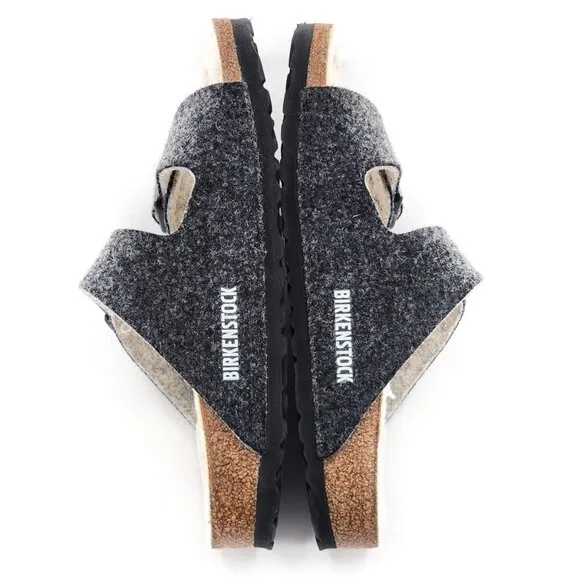 BIRKENSTOCK Arizona Rivet Wool Felt Doubleface Gray Sandals Regular Fit